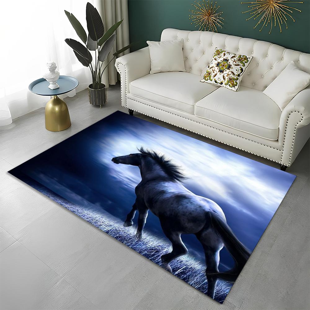 3D Animal Pentium Gallant Horse Steed Carpet Rug for Home Living Room Bedroom Sofa Doormat Decor,kid Area Rug Non-slip Floor Mat