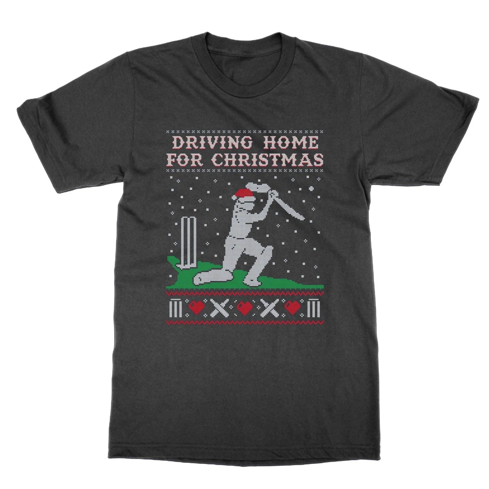 Driving Home For Christmas Jumper T-Shirt Funny Cricket Top Xmas Shirt L
