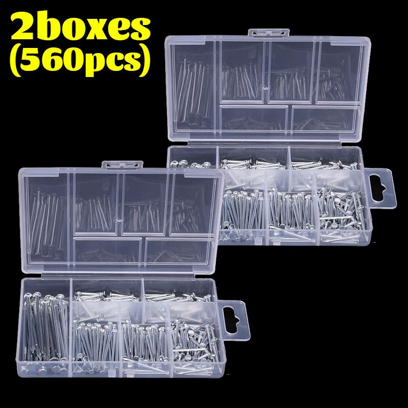 560/280pcs Carbon Steel Round Head Nail Tack for Jewelry Box Hinge Flat-Head Nails Antique Brass Fastener Pushpin Hardware Tools