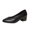2025 new black real soft leather single shoes for women with soft soles, not tired feet, professional medium heel high heels, thick heel work shoes