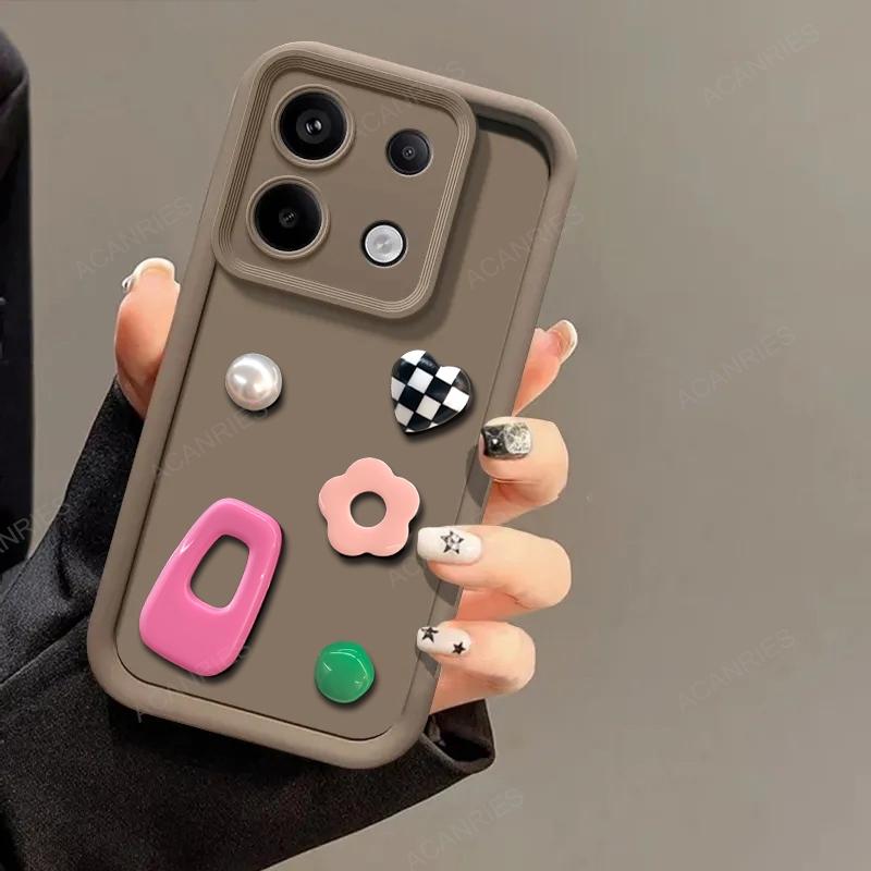 

X3 6 F5 For Xiaomi Mi Poco X6 5G X5 X3 Nfc M6 Pro 4G F5 F3 C65 C55 Cute 3D Ornament Silicone Soft Case X6pro X5pro F5pro Cover For Mi Poco X3 Pro бежевий