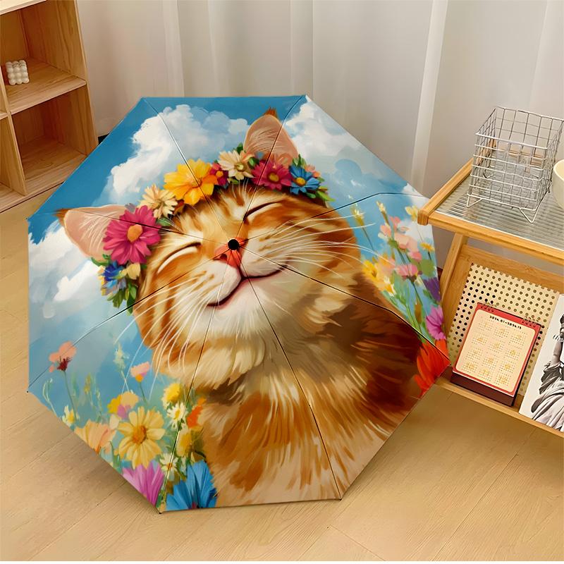 cat 3 Printed umbrella windproof folding umbrella portable sun and rain umbrella suitable for gifting