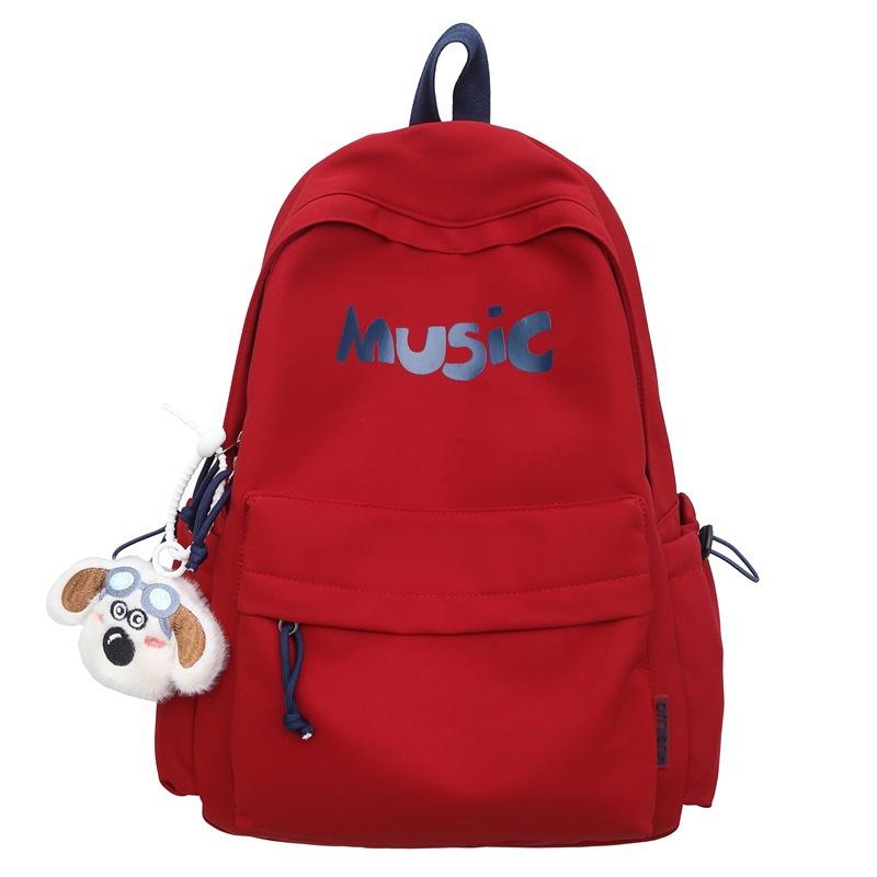 

Large capacity backpack fashion men and women simple print commuter travel backpack middle school students school bag large красный