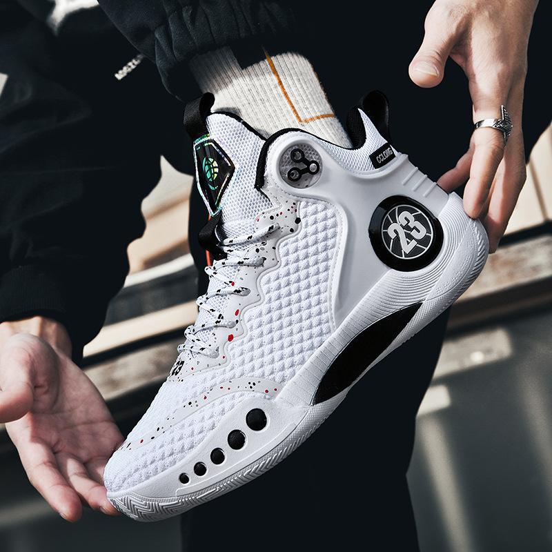 Plus Size Mesh Men's Breathable Shoes New Mid-Calf Sneaker Couple's Actual Combat Basketball Shoes for Training