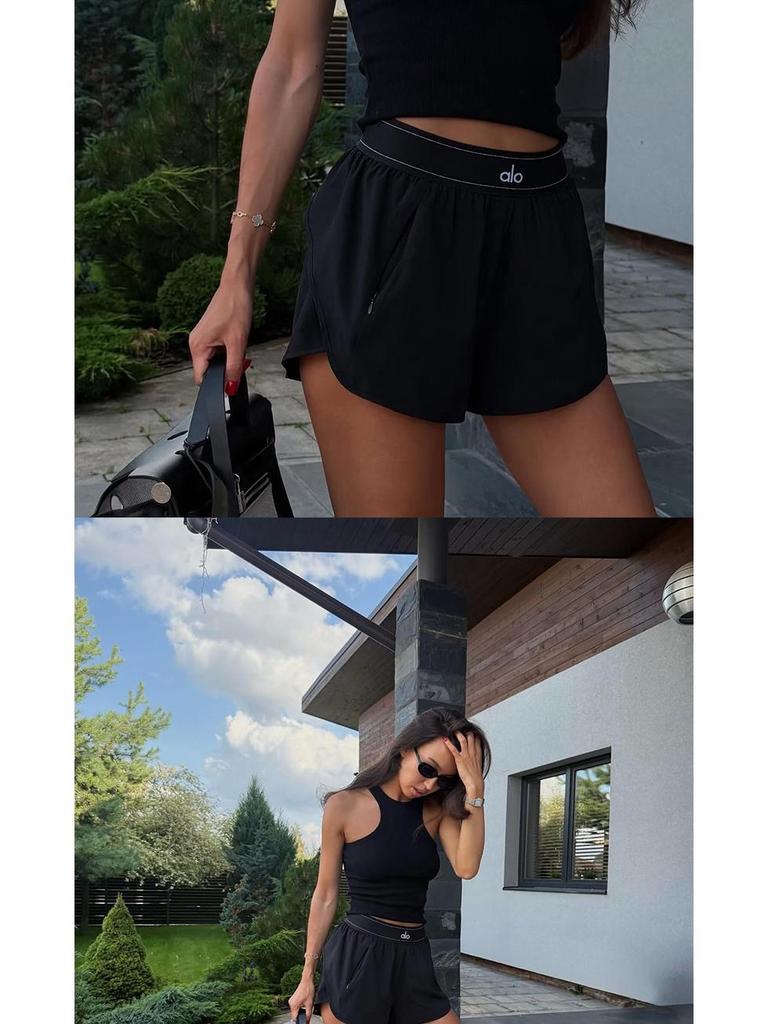 Alo Pantalones Cortos de Yoga Ajustados: Ropa deportiva holgada que favorece la figura para primavera y verano