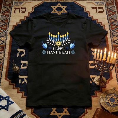 Happy Hanukkah TShirt Women Unisex Casual Cotton Graphic T Shirts Jewish Festival Shortsleev New Year Xmas Tops Tees