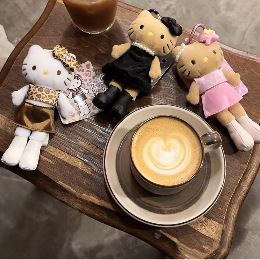 Long Leg Hello Kitty Leopard Print Black Skin Love Pendant Plush Doll Cute Schoolbag Keychain Charm Stuffed Toy Gift