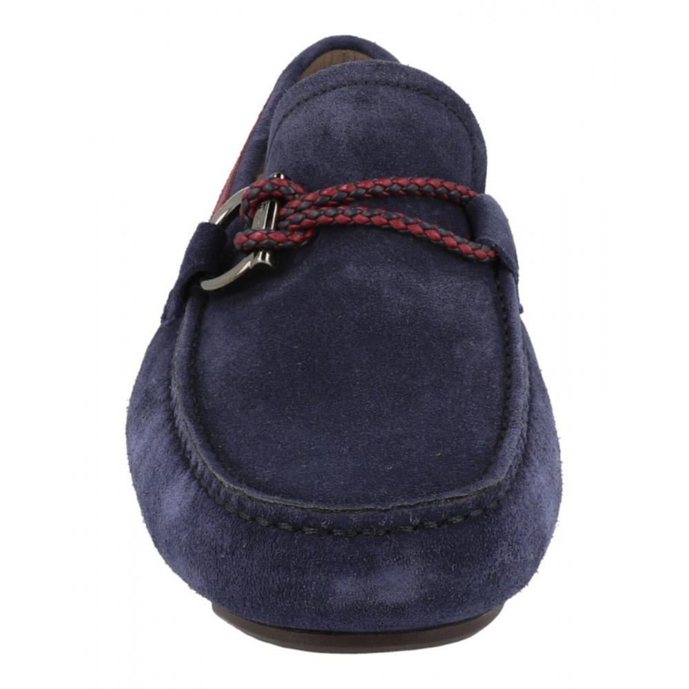 Salvatore Ferragamo Blue Suede Drivers Front 4