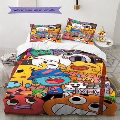 The Amazing World of Gumball Pattern Bedding,Quilt Set Quilt Cover Pillowcase Home Birthday Gift(1 * Duvet Cover + 2 * Pillowcase, Without Core)