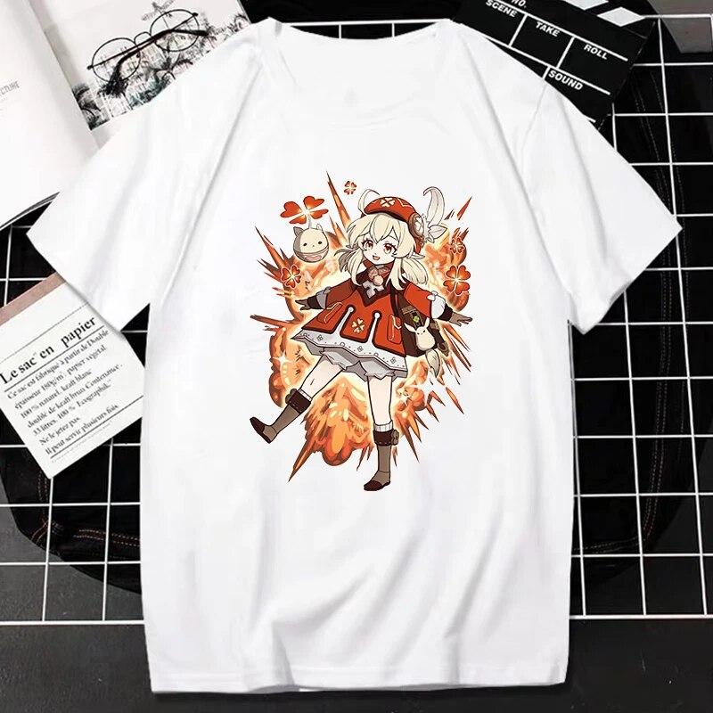 Genshin Impact TShirt Kawaii Games Character Cartoon Graphic Tops Women Harajuku Fashion Streetwear Casual Oversized Camisetas