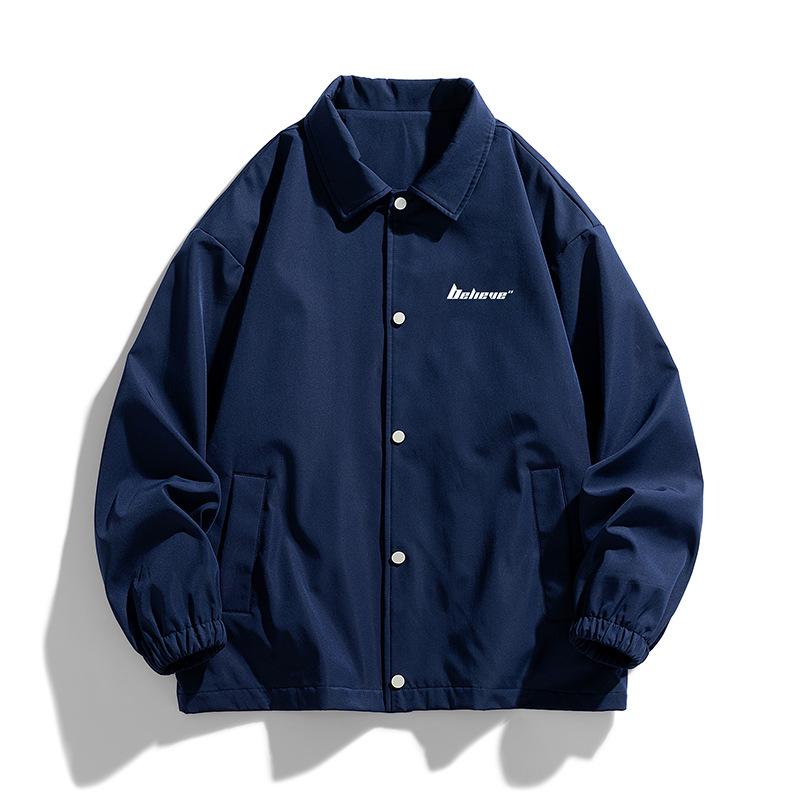 Lapel Jacket Men's Spring and Autumn New Fashion Loose Coach Jacket Couple Variety Casual Jacket