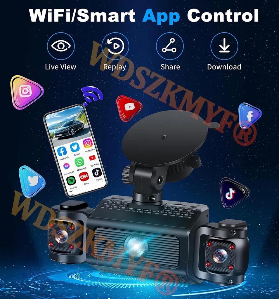 360° Car Dash Cam 3/4 Channels Video Recorder WIFI 1080P Car DVR  3Lens Front Left Right Rear View Camera Night Vision Black Box