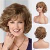 Premium Synthetic Elder Women Wig Short Grey Wig for Women Curly Hair with Bangs Natural Soft Cosplay Mommy Old Lady Costume