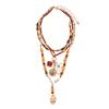 Multi-Layer Irregular Leaf Pendant Necklaces Vintage Colorful Beads Collarbone Chain Jewelry for Women