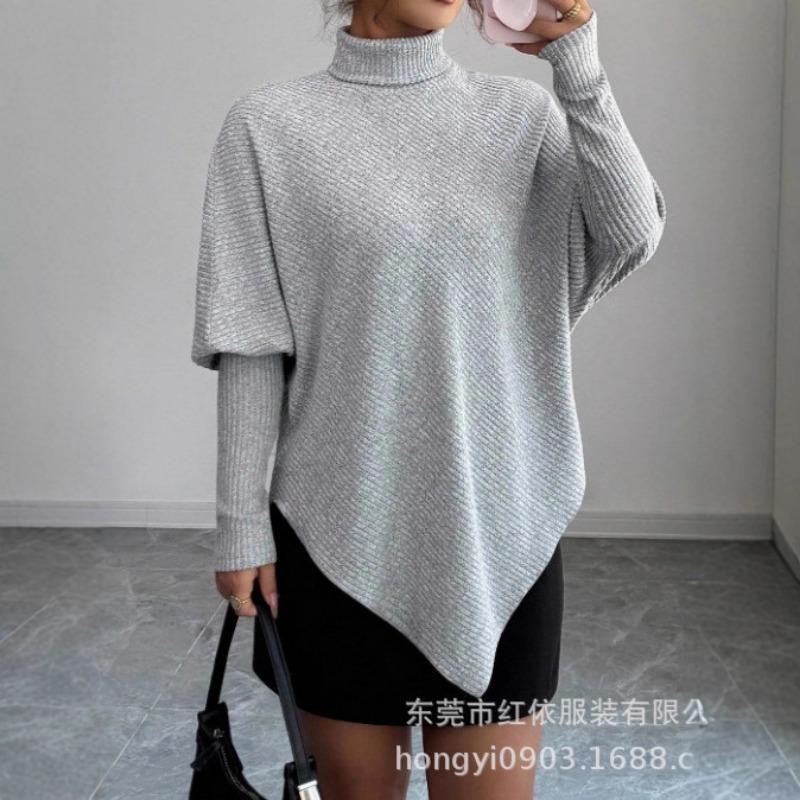 Women S High Neck Batwing Sleeve Knit Sweater Autumn Winter Top S