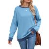 European and American Women's Round Neck Loose Top Long Sleeve Color Matching Ribbed Ladies Sweatshirt