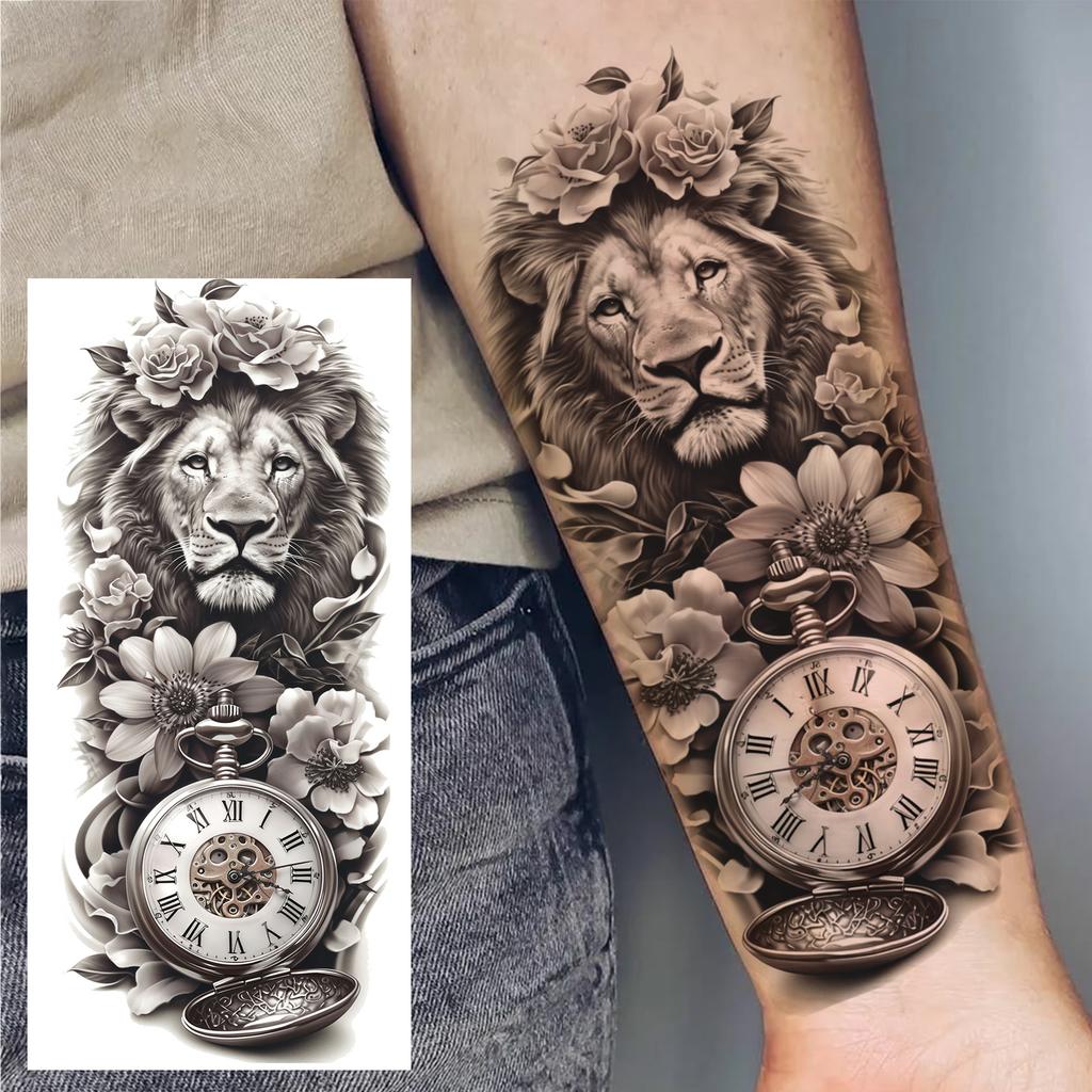 1 Sheet Realistic Fake Tiger Temporary Tattoos Sticker For Men Women Adults Water Transfer Transferable Tattoo Sleeve Waist Arm