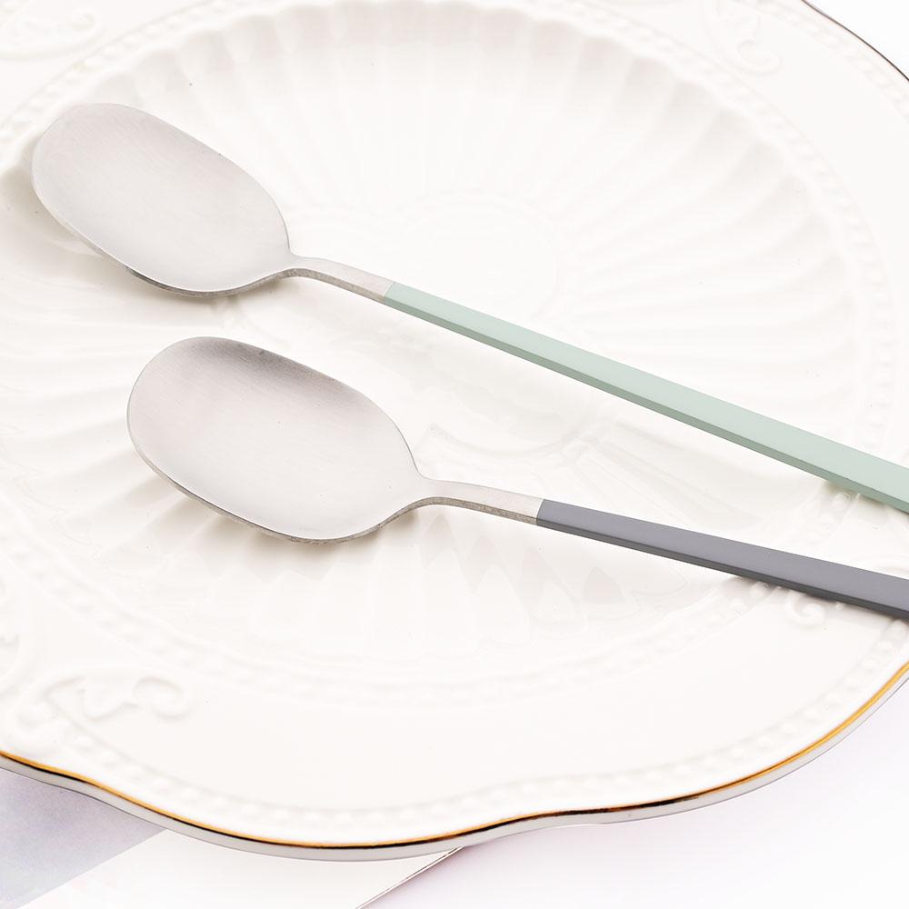 8Pcs Korean Dinnerware Set Silver High Quality Stainless Steel Flatware Set Matte Dinner Spoon Chopsticks Tableware Cutlery Set