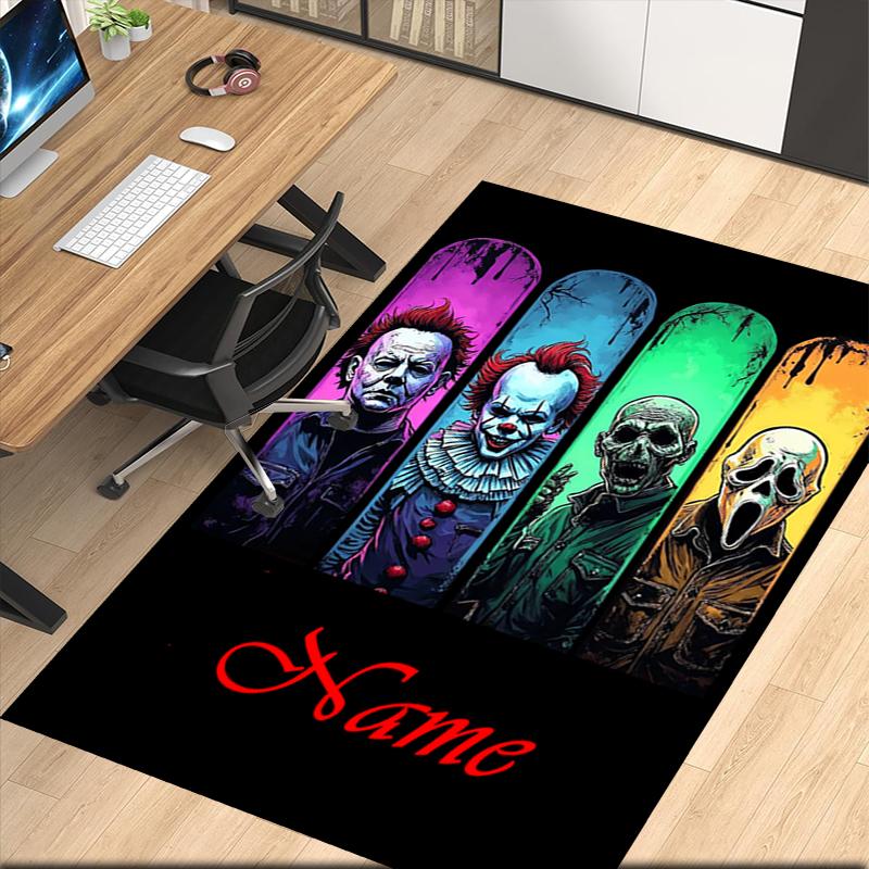 Benutzerdefinierter Name Halloween Horror Bedruckter Teppich, für Bürostuhl Wohnzimmer Schlafzimmer Küchenraum Dekor Geschenke.