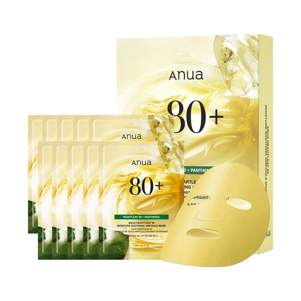 Anua Dokudami 80 Ampoule Mask Pack 10 Sheets Hydrating Moisturizing Sensitive Skin Skincare