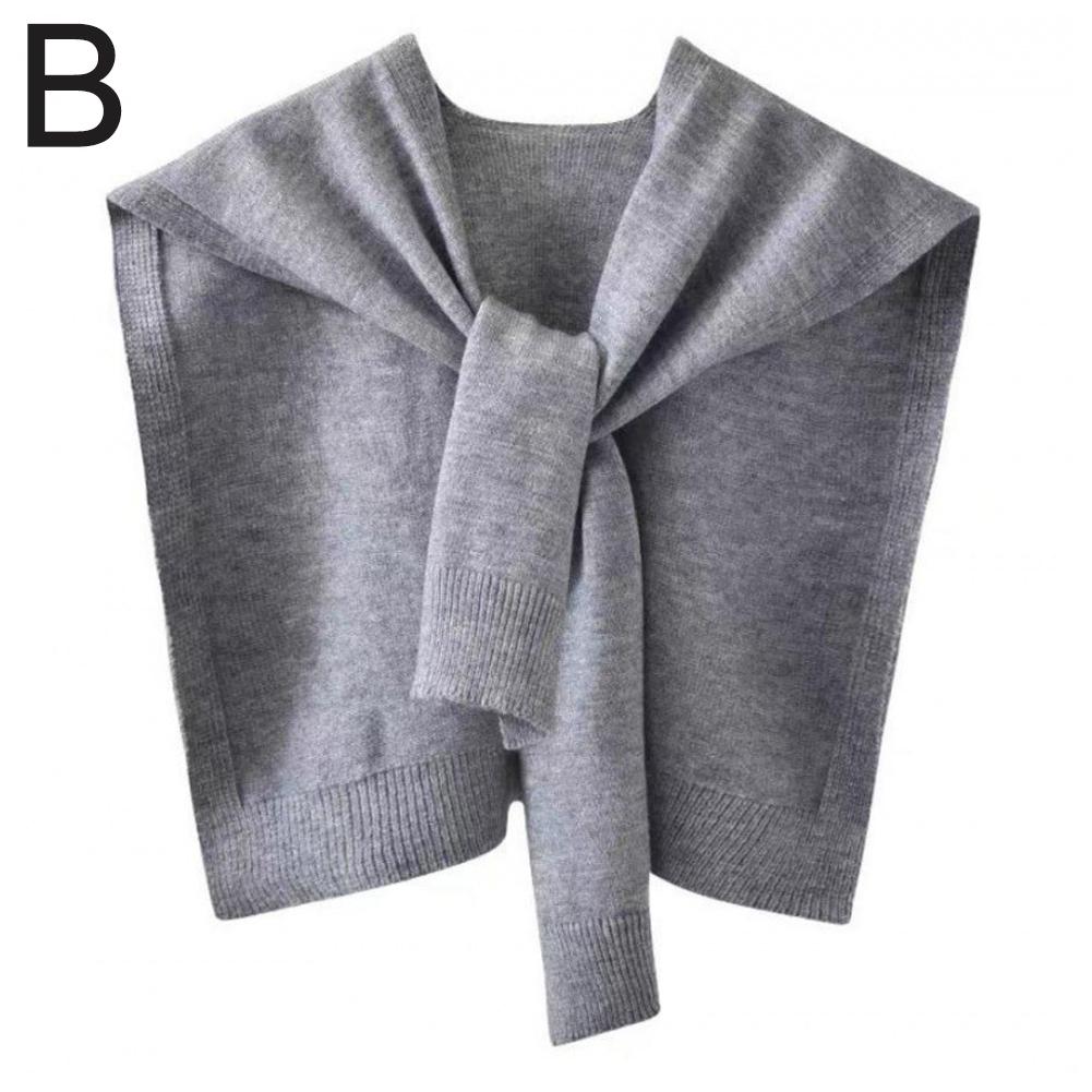 Korean Knitted Shawl Wraps Hijab Air Conditioning Fake Collar Neck Guard Knit Thin Knotted Cape Shoulder Scarf For Women