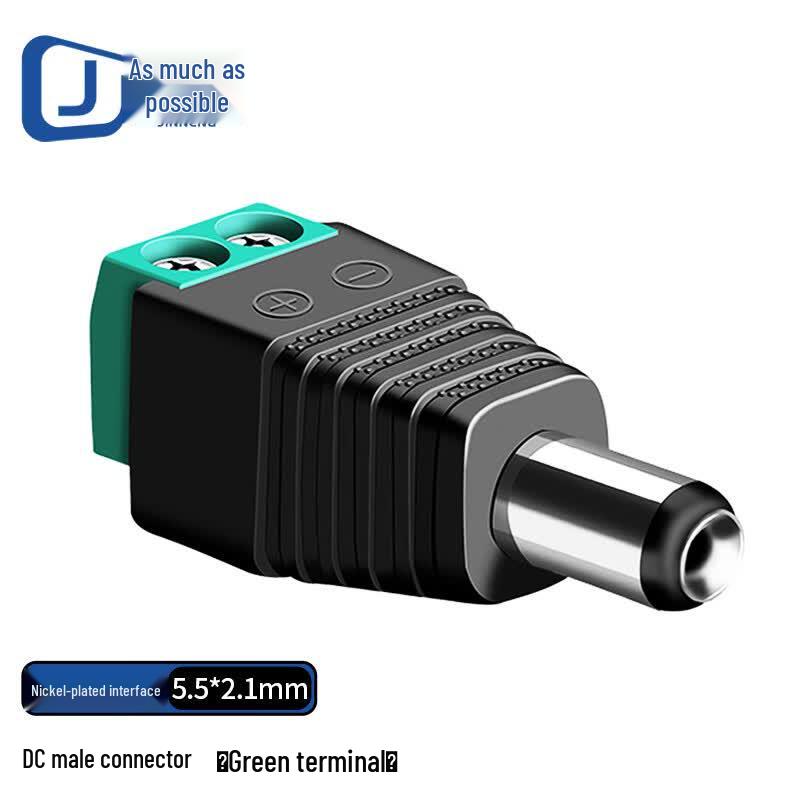 DC Power Solderless Connector 5.5x2.1mm Male Plug Pack of 10