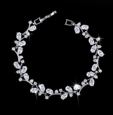 Korean Fashion 18K White Gold Plated Zircon Bracelet for Women