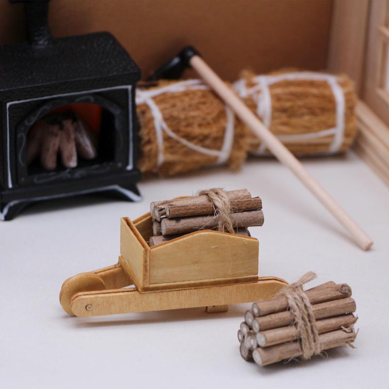 Mini-Möbel fürs Puppenhaus, Weihnachtsdekorationsset mit Vintage-Miniatur-Kamin, 1/12 Mini-Szenenmodell-Set, Zubehör für die Miniaturwand