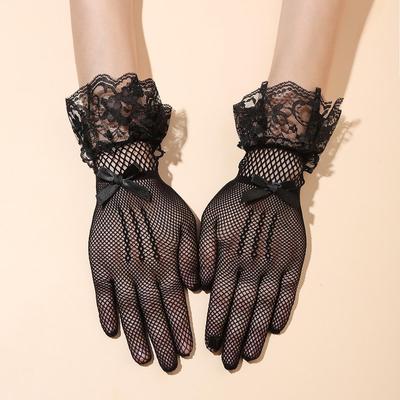 2025 Bowknot Fishnet Lace Wedding Gloves