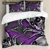 Duvet Cover Set Black Skull SkeletonPaisley Floral Gothic Luxury Soft Bedding Set Comforter Cover Halloween Decor,Queen Size