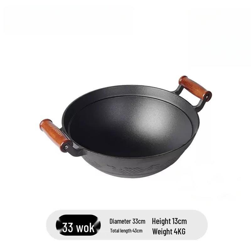 Zhishi Deepened 33cm Cast Iron Round Bottom Wok