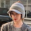 Korean Versatile Hat for Women In Winter Riding Windproof Ear Protection Hat Plus Velvet Warm Baseball Cap Casual Empty Top Wool Hat