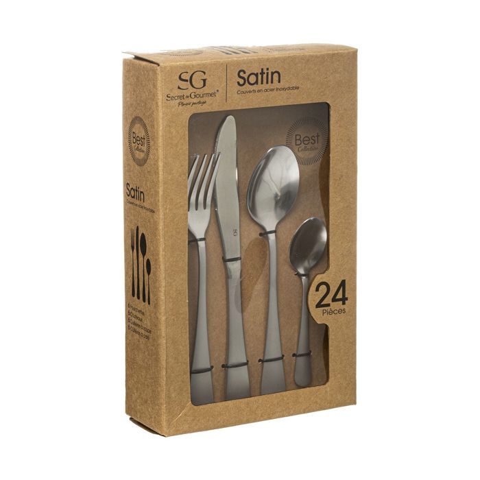 Ménagère en Inox 24 Pièces Collection Satin - Secret de Gourmet