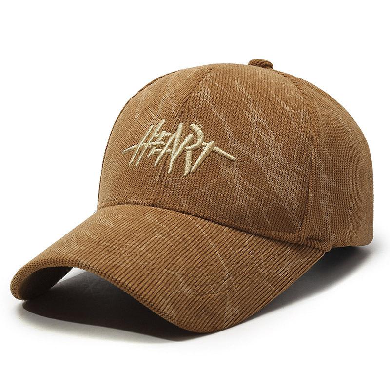 Embroidered Letter Baseball Cap Women Winter Cap Men Corduroy Sun Hat