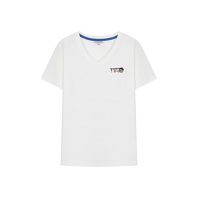 Teenie Weenie Women's V-Neck Bear Graphic Short Sleeve T-Shirt
