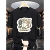 European Size Men'S Casual Summer T-Shirt with Cute Cat & Fan Print - Breathable, Lightweight, and Comfortable for Beach Vacations