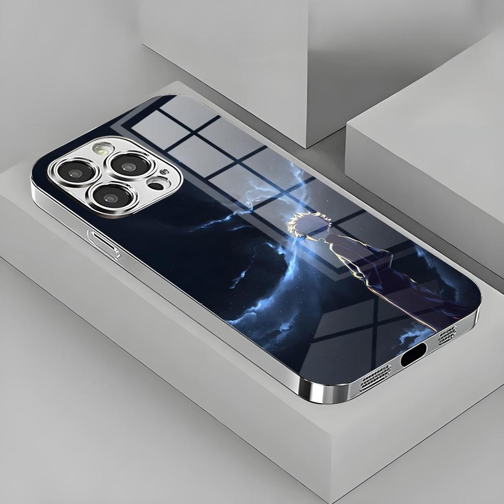 Anime H-Hunter K-Killua  Phone Case For iPhone17 16 16e 15 14 13 12Plus Mini Pro Max Electroplated glass Phone Case