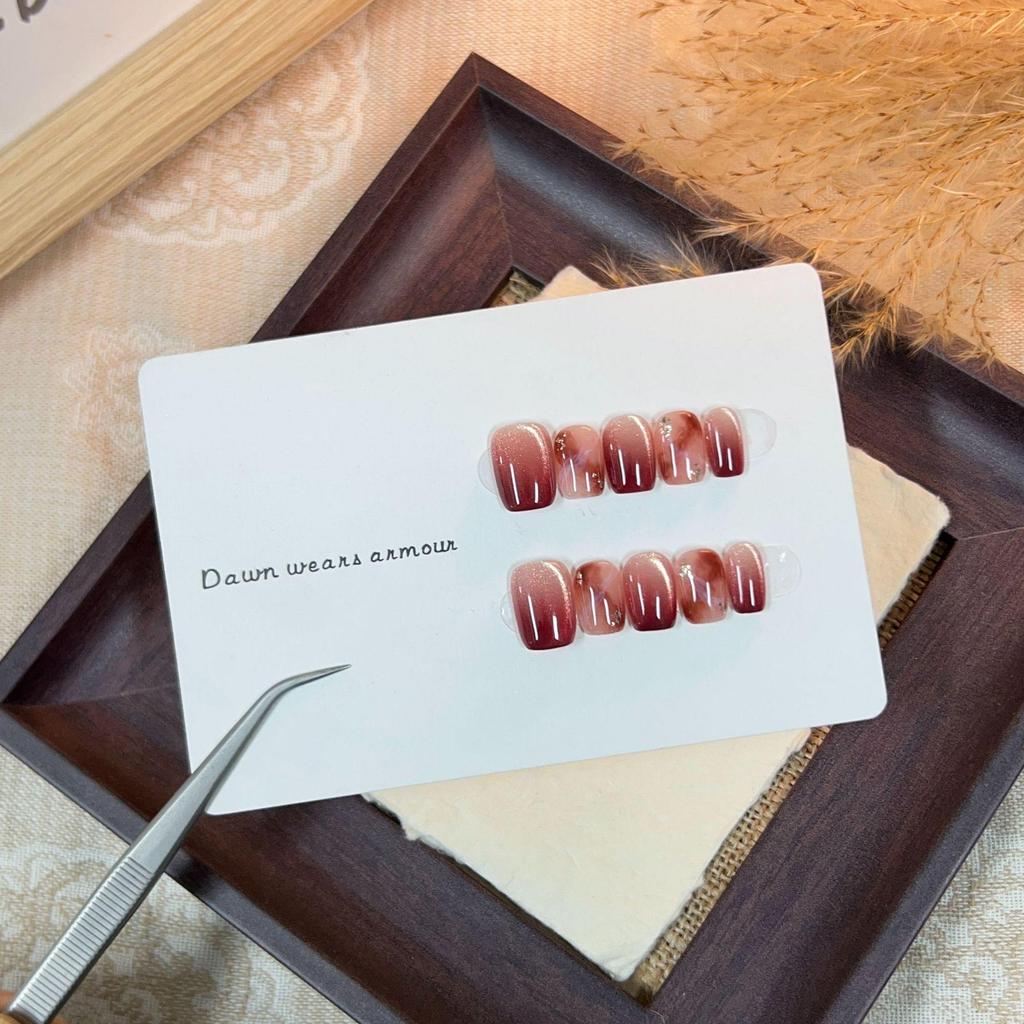 Xi Xiao Xi Yan Ling Cherry Cat Eye Wearable Nails - Gentle, Skin-Whitening, Pure Handmade.