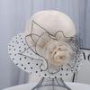 Elegant Mesh Polka Dot Sun Hat with Three-Dimensional Flower Decoration Retro Hepburn Style Breathable Large Brim Party Hat