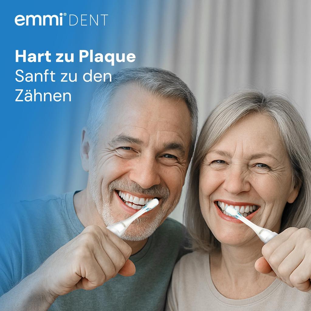 Metallic Electric Ultrasonic Toothbrush Ideal for Sensitive Teeth and Optimal Cleaning Without Up to 12 Days of Use emmi®-dent (Starter Set, White) -