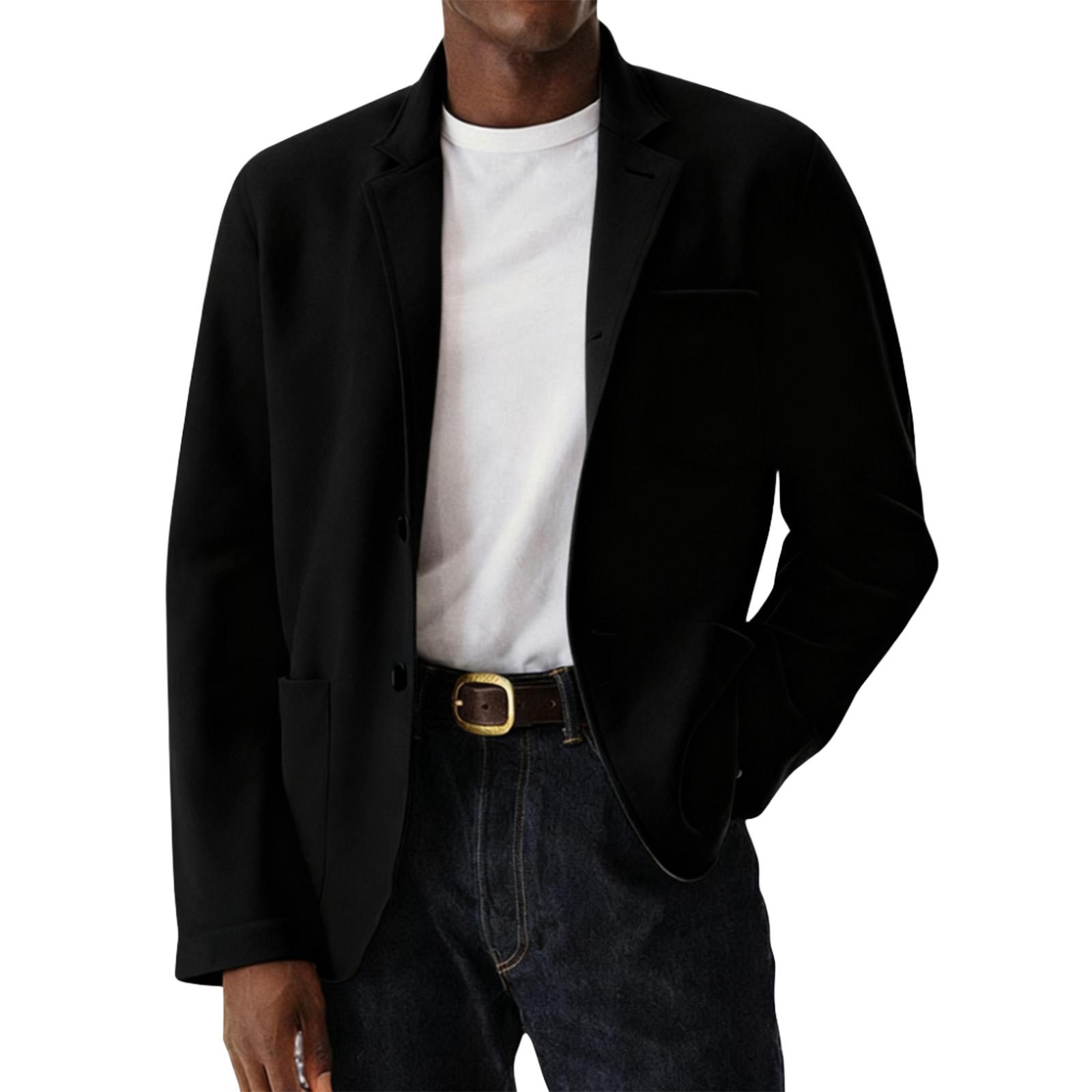 

Чоловіче кольорове вовняне пальто Чоловічі кишені Кнопка Повсякденна куртка XXL чорний