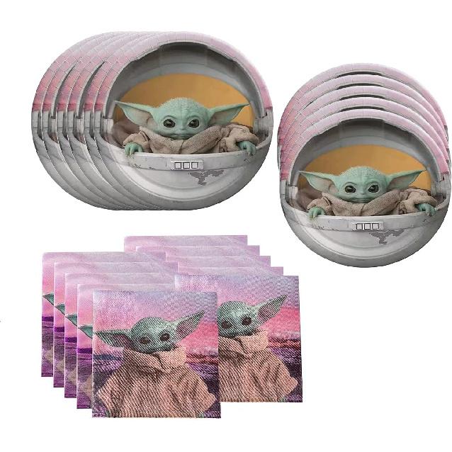 40pcs Baby Yeda Party Supplies Include 20 Plates, 20 Napkins for the Yoda Birthday Party Decoration
