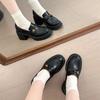 Cowhide Version~ British Style Camellia Platform High-heeled Loafers, Small Leather Shoes, Retro Thick-heeled Single Shoes for Women