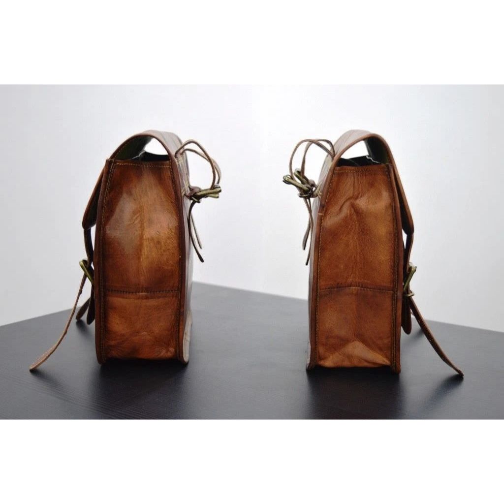 2 Motorcycle Saddlebags 2 Side Pouch Brown Leather Pouch Panniers Saddle 2 Bags
