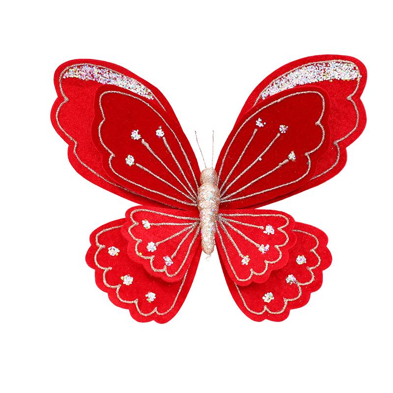 Christmas Butterfly Pendant: Festive Indoor Decoration & Glitter Bow for DIY Tree