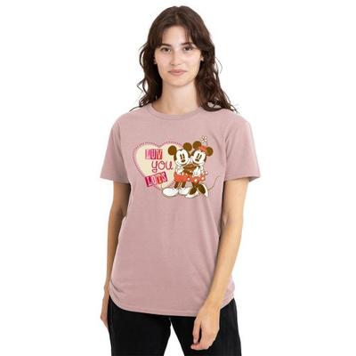 Womens/Ladies Luv You Lots! Mickey & Minnie Mouse Vintage Valentine's Day T-Shirt
