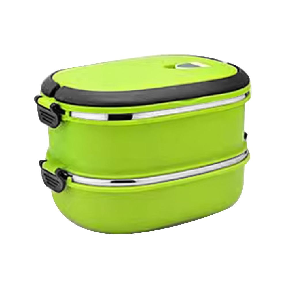 

Leakproof Bento Box Stainless Steel Soup Food Flask Portable Food Container for Kids Adult Green/2 Tier