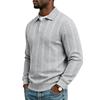 Men S Autumn Simple Polo Sweatshirt Long Sleeve Knit Solid Color