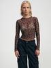 Women's Sexy Leopard Print Mesh Slim-Fit Bodysuit Top for Autumn/Winter
