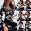 2023 Autumn/Winter V-Neck Leopard Print Long Sleeve Women's Top